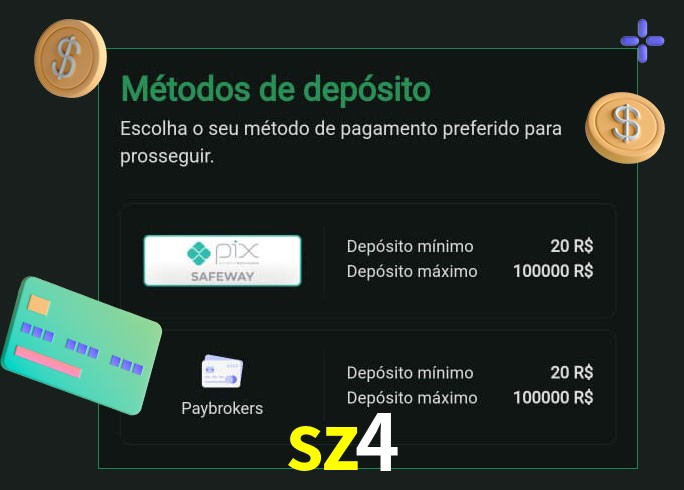 O cassino sz4 oferece uma grande variedade de métodos de pagamento